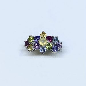 Inel argint floare cu opal si pietre semipretioase multicolore