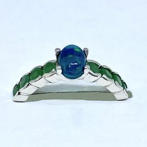 Inel argint cu opal cabochon si smarlade